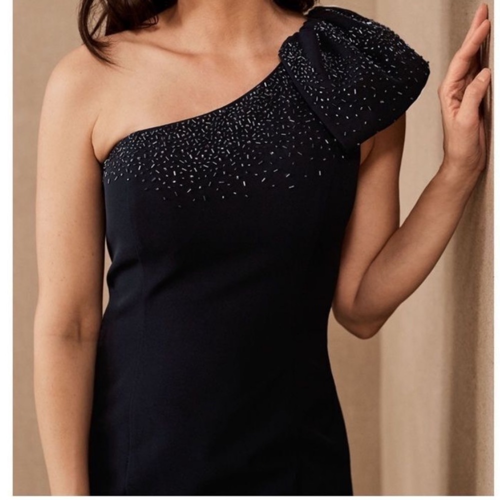 NWT Anthropologie x BHLDN Aidan Mattox Ryanne One Shoulder Beaded Dress 14 - Picture 6 of 7